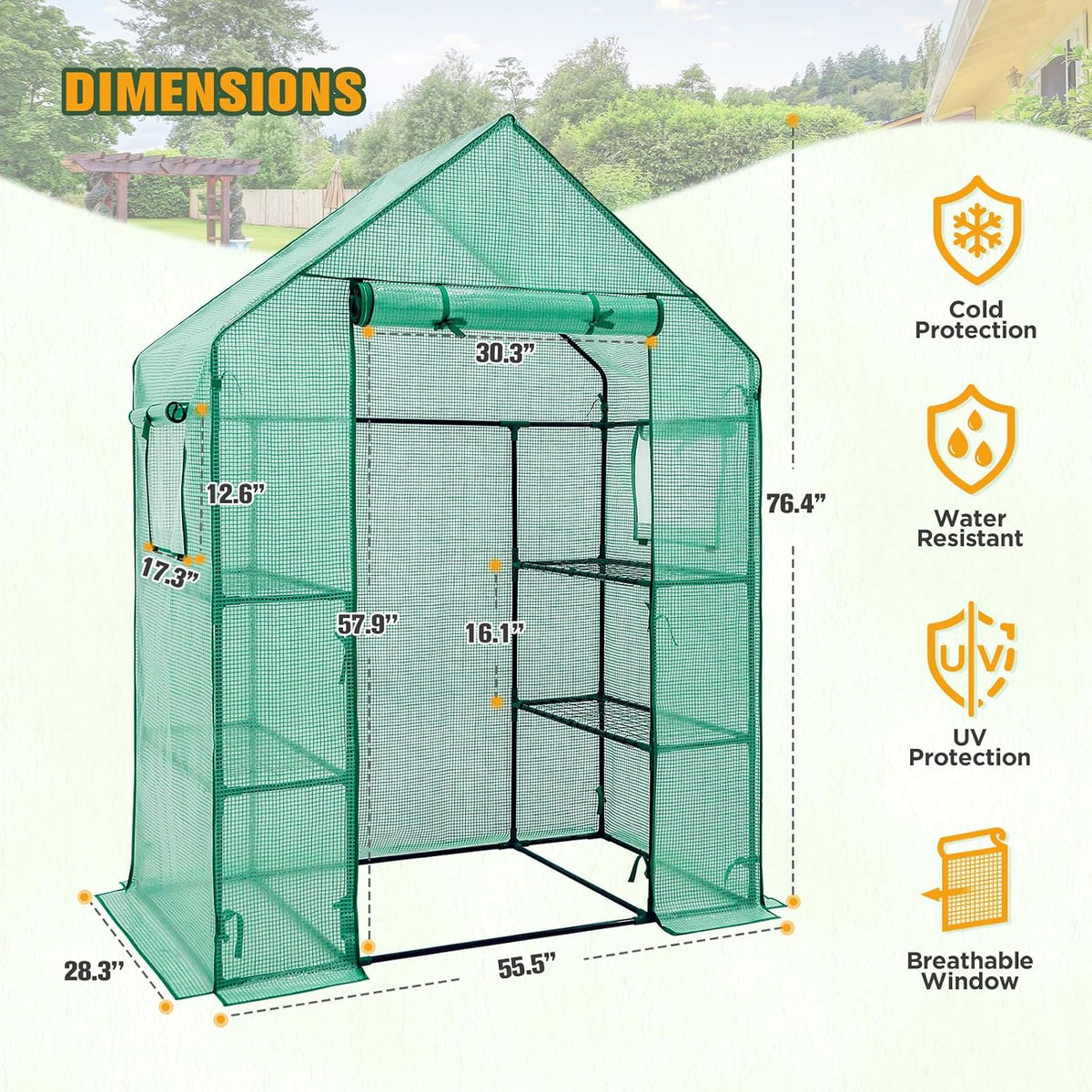 coos bay walk in mini greenhouse with windows, package contents