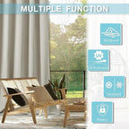 RYB HOME Extra Wide Outdoor Curtains for Patio Waterproof Heavy Duty Thermal Insulated in Summer Full Coverage Privacy for Porch, Cabana & Pool, W120" x L95", Natural, 1 Panel