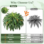 MARTINE MALL 2Pcs 48'' Fake Ferns Artificial Ferns for Outdoors Look Real, 88 Branches Large Faux Boston Fern for Outdoor Planter Realistic UV Resistant Hanging Artificial Fake Plants for Porch Patio