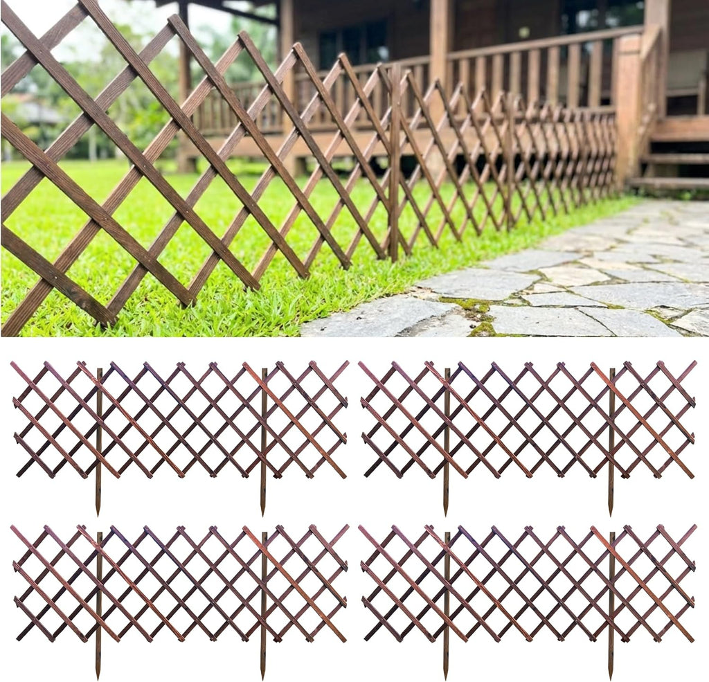 shoplala decorative wooden garden fence (4 pack, 24ft, main product view