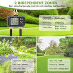 120ft drip irrigation system with smart water timer shown in use