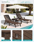 SERWALL Outdoor Coffee Table with 1.69" Umbrella Hole, HDPE Patio Coffee Table for Outside, Rectangle, Coffee