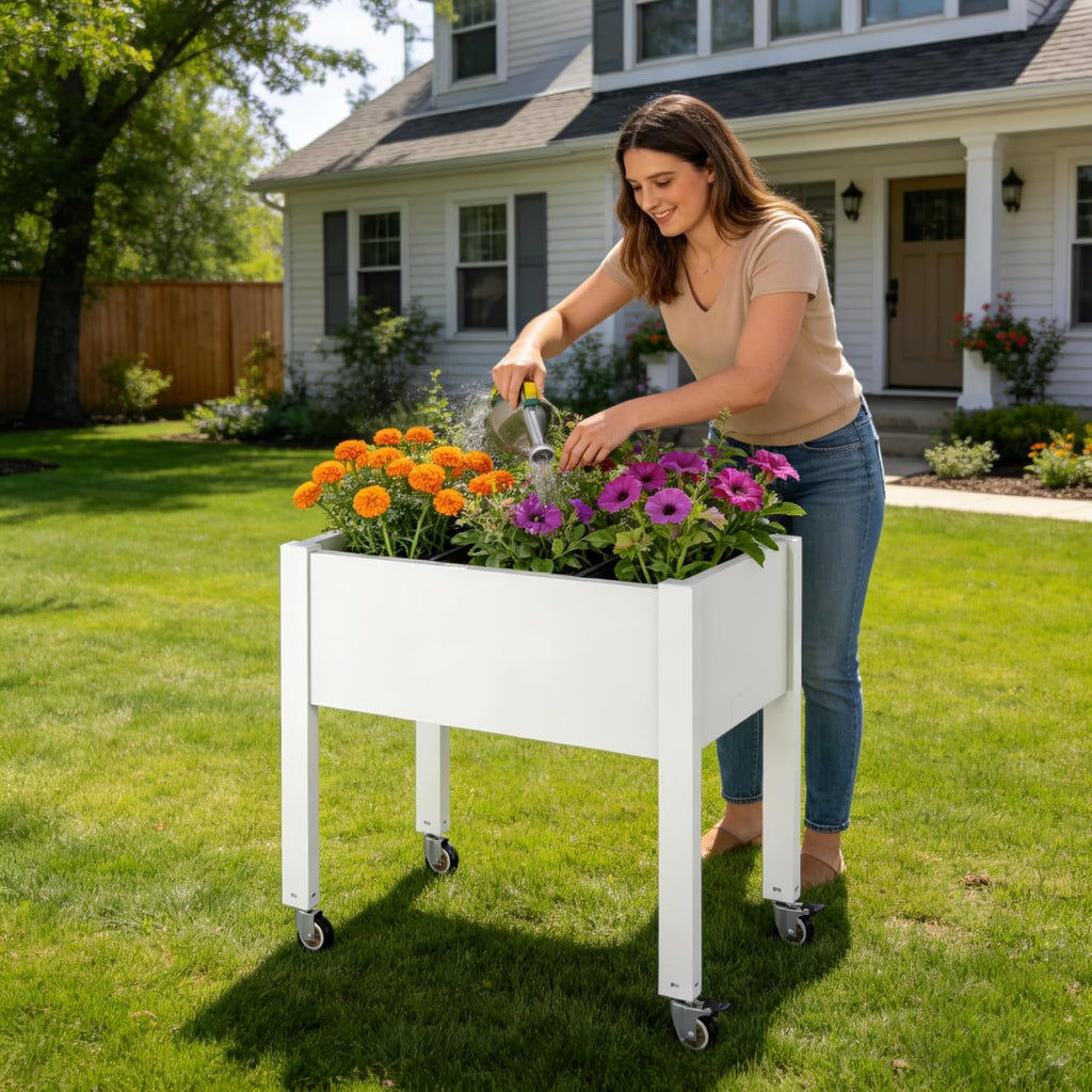 miory raised garden bed with wheels, mobile raised, close-up detail