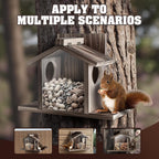 Gnodary Squirrel Feeders for Outside, Durable Squirrel House for Outdoor - Chipmunk Feeder, Squirrel Food for Backyard Squirrels Hold Corn, Corn Cob, Peanuts (Walnut Brown)