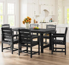SERWALL Patio Dining Table Sets 5-Piece, Outdoor HDPE Dining Furniture Set with Umbrella Hole Cut-Out Table and 4 Chairs, All Weather Dining Set for Lawn, Garden, Backyard, Poolside, Black