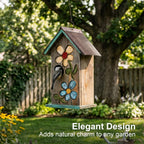 Topadorn Hanging Bird House for Outside, 11" Hand-Painted Wooden Birdhouse | Floral Design, Rustic Outdoor Bird House for Bluebird, Finch, Cardinal & Wren, Garden Patio Yard Decor