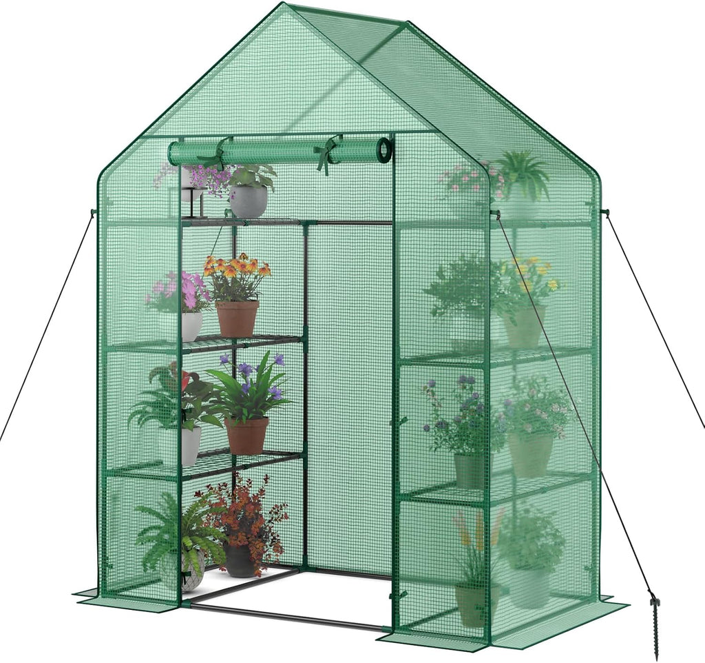 giantex walk-in greenhouse, 4 tier 8 shelves, portable, main product view