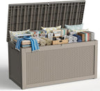 320 Gallon Outdoor Storage Box,Large Waterproof UV Resistant Deck Box,Lockable Storage Container for Patio Furniture Cushions Garden Tools and Pool Accessories(Gray)