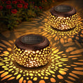 Solar Lanterns Outdoor Waterproof: 2 Pack Hollowed-Out Retro Metal Lantern Lights - Solar Lantern Decorative - Gifts for Women Mother's Day, Outside Garden Yard Patio & Indoor Tabletop Decor