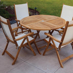 Royal Teak Collection FLBL Florida Teak Sling Chair, Reclining Outdoor Arm Chair, Adjustable Patio Chairs, Wooden Folding Chairs for Garden, Deck and Poolside Seating, Outdoor Furniture, White | Adjustable Reclining Patio Chairs with Black Sling, Teak