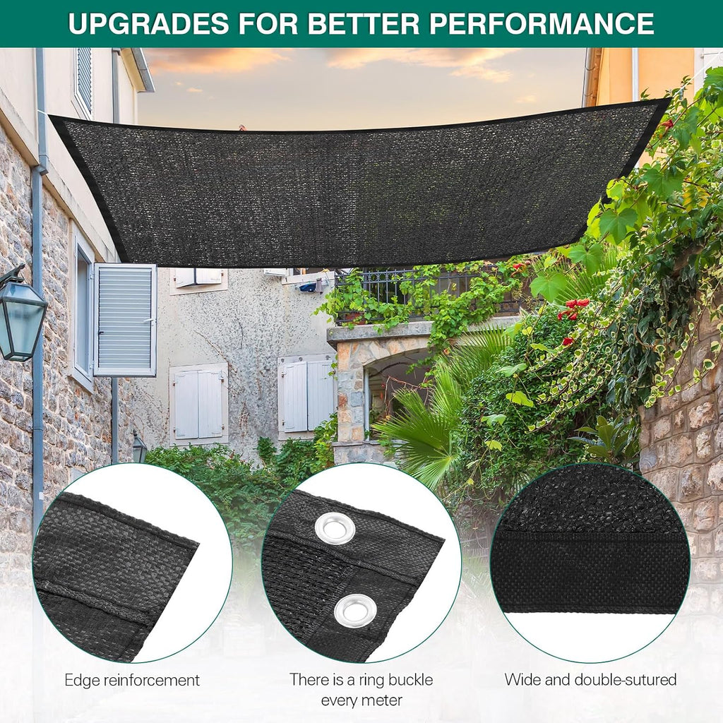 80% shade cloth 10 x 20 ft black showing dimensions