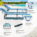 GYMAX Tanning Chair, 350lbs Beach Lounge Chair with Face Hole, Washable Pillow & Carry Strap, Adjustable Folding Chaise Lounge, Layout Lounger for Outside, Patio, Poolside, Lawn (2, Stripe)