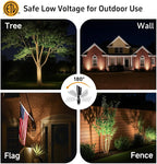 Gardenreet LED Spot Light Outdoor - Die-Cast Brass 12V Uplighting Waterproof, Low Voltage Landscape Lights Metal, Black for Fence Fountain with Daytime White MR16 Replaceable Bulbs (12 Pack)