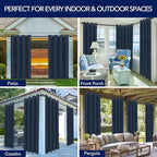 PureFit Outdoor Curtains for Patio Waterproof Weatherproof, UV Resistant Outside Curtains for Gazebo, Front Porch, Pergola, Sun Blocking Privacy Curtain, 52W x 120L inch, 1 Panel, Navy Blue