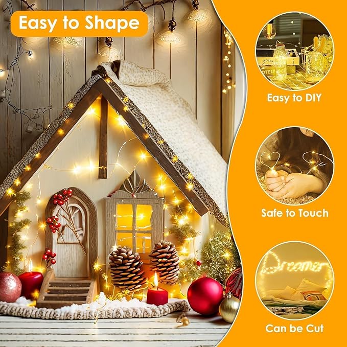 2Pack Each 33Ft 100 LED Fairy Lights Plug in with Remote, Waterproof String Lights Outdoor & Indoor, String Lights 8 Modes with Timer, Twinkle Light for Girl's Room Christmas Decorations (Warm White)