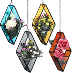 hushee 4 pcs hanging glass planter geometric terrariums, main product view