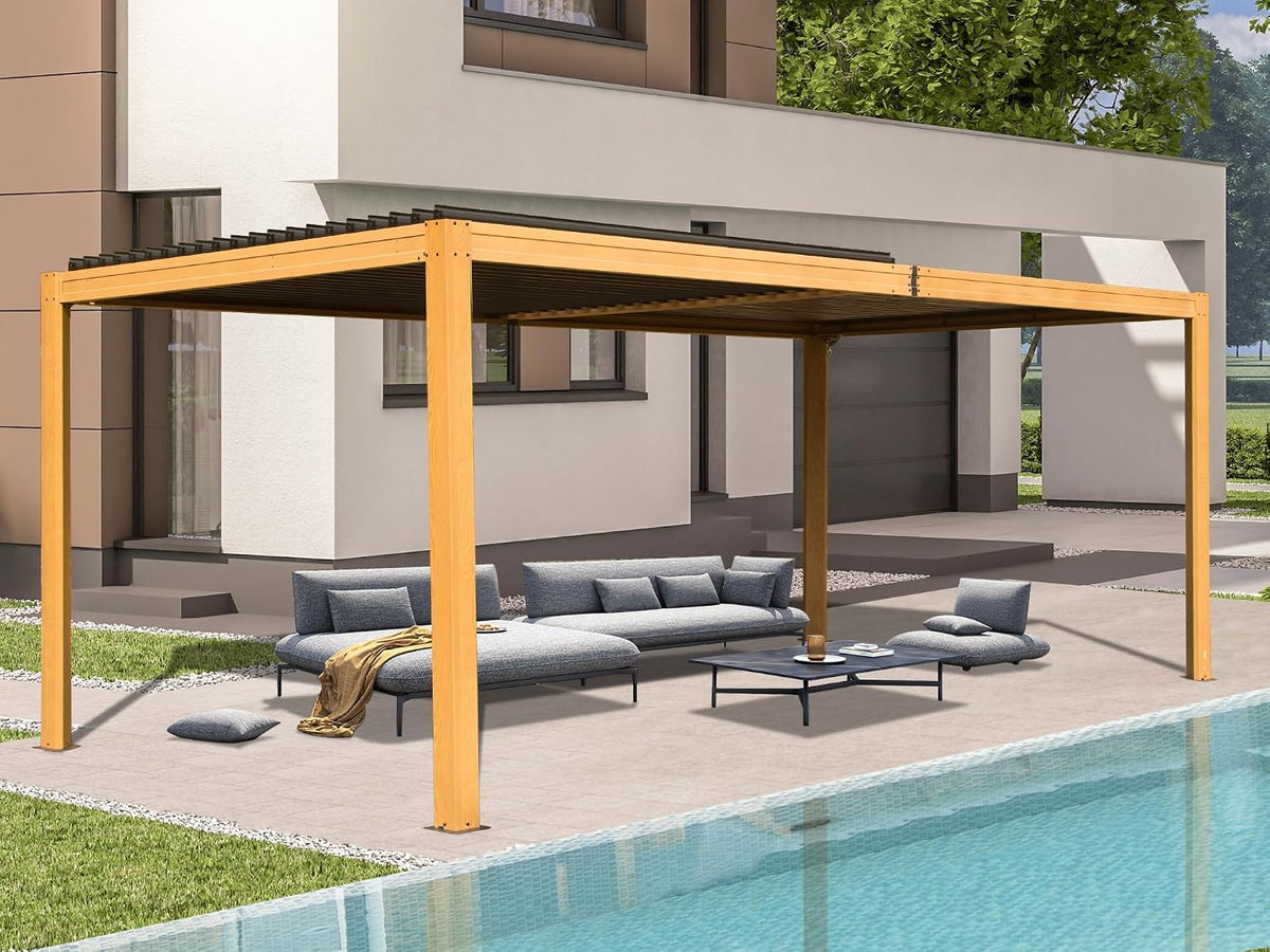 domi aluminum louvered pergola 10x16, outdoor metal pergola, main product view