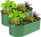 2 Pcs Raised Garden Beds Outdoor 8x2x2 ft - Galvanized Steel Planter Box for Vegetables, Flowers, Rust-Resistant Garden Box, Easy Assembly Raised Beds, Durable Planters for Outdoor Plants, Green