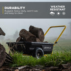gorilla carts poly dump cart, 2-wheel garden wagon, side view