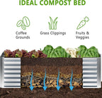2PCS 8x4x1FT Galvanized Raised Garden Bed,Planter Raised Beds-Metal Garden Box,Large Plant for Outdoor Planting, Vegetables Bed，Flower,herb-Silver
