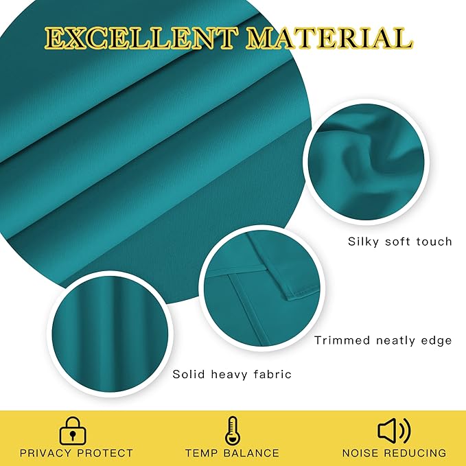 NICETOWN Blackout Doorway Curtain & Drape 84 inches Length - Light & Sound Blocking Thermal Curtain Solid Grommet Window Drape for Living Room (Peacock Teal, 1 Piece, W66 x L84)