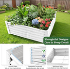 A ANLEOLIFE Set of 6, 18 Inch Tall Antique White Raised Garden Beds Kit, Rectangular & Square Planters for Organized Backyard Gardens