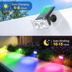 LETMY Solar Spot Lights Outdoor Waterproof with Bigger LED, 6 Pack 135°Adjustable Solar Lights Outdoor, 2-in-1 Wall Lights & 2 Modes Landscape Spotlights for Tree Yard Pathway Garden Decor(RGB Light)