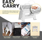 Utopia Home Folding Step Stool with Handle – 9 Inch Anti Slip Collapsible Stool – Holds Up to 300 lbs – Sturdy Plastic Step Stool Foldable for Kitchen, Bathroom and Home Use (1-Pack, White)