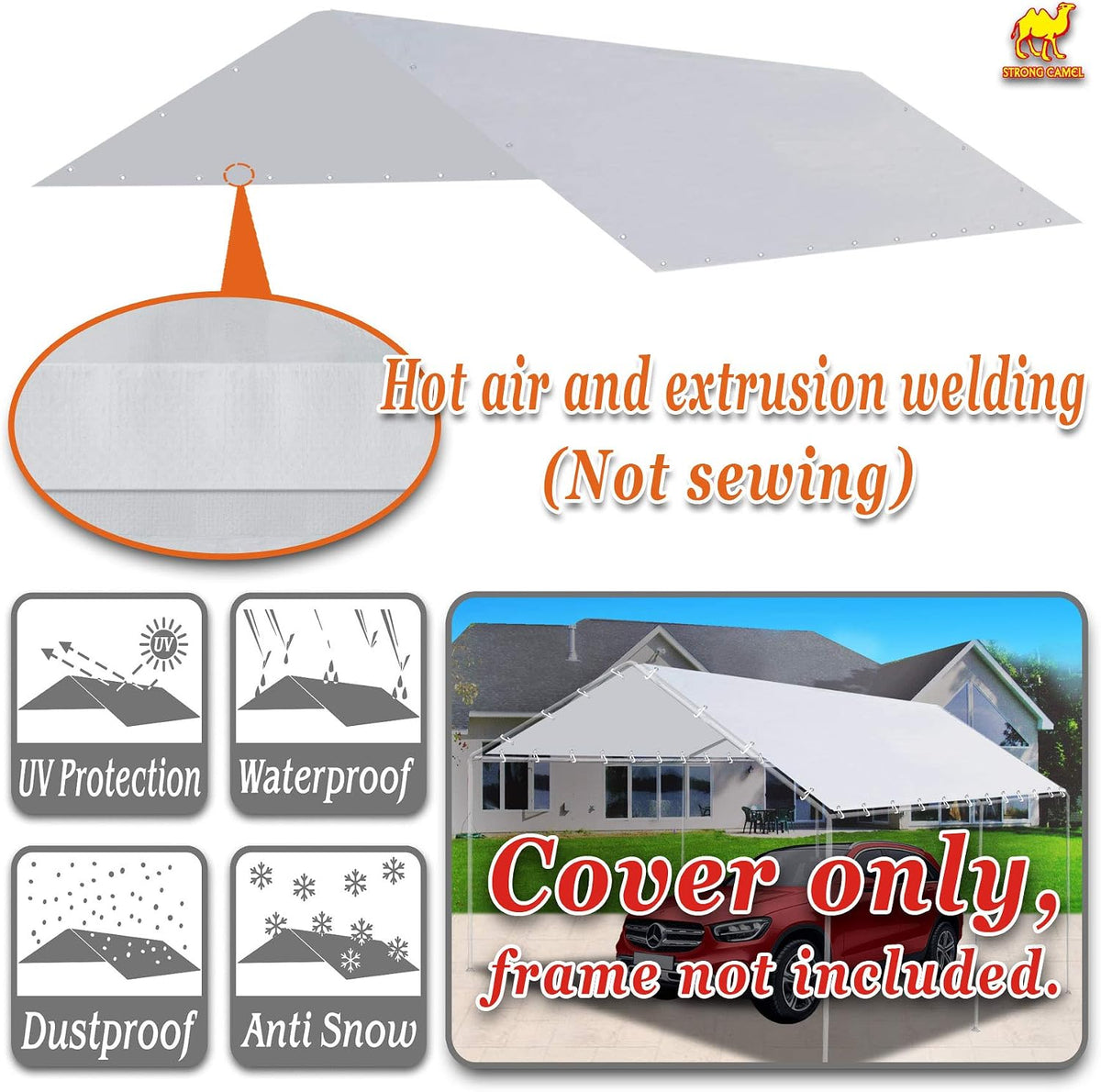 20 ft carport replacement canopy cover garage top, close-up detail