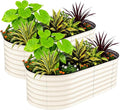 2 Pcs Raised Garden Beds Outdoor 4x2x2 ft - Galvanized Steel Planter Box for Vegetables, Flowers, Rust-Resistant Garden Box, Easy Assembly Raised Beds, Durable Planters for Outdoor Plants, Beige