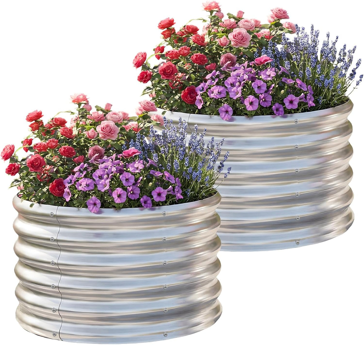 aheonlar 2 pack 2x2x1.5ft round galvanized raised garden, main product view