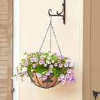 Hanging Baskets Planter for Plants, 2 Pack 8 Inch Round Metal Wire Hanging Flower Pots with Coco Coir Liner Chain, Plant Holder for Home Garden Balcony Decor