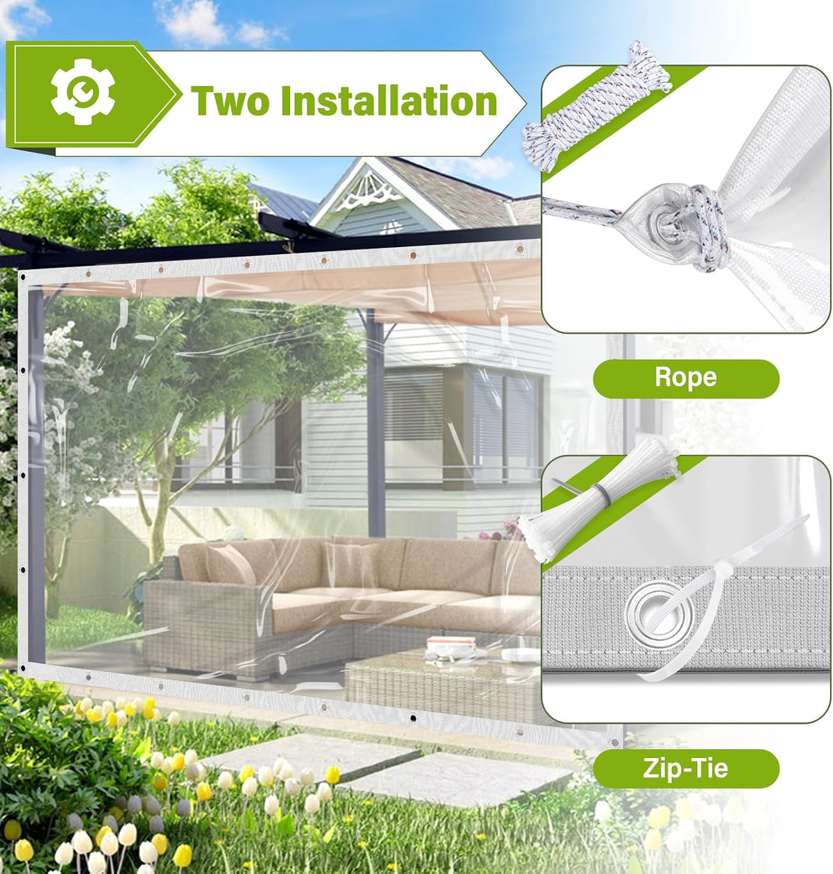 4x6 ft clear tarp heavy duty waterproof,clear vinyl, side view