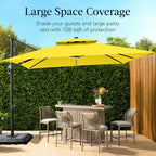 Best Choice Products 9x12ft LED Cantilever Patio Umbrella w/Base Included & 360° Rotation, Large Solar Offset Hanging Outdoor Sun Shade for Deck, Backyard Table w/Stand & Lights – Yellow