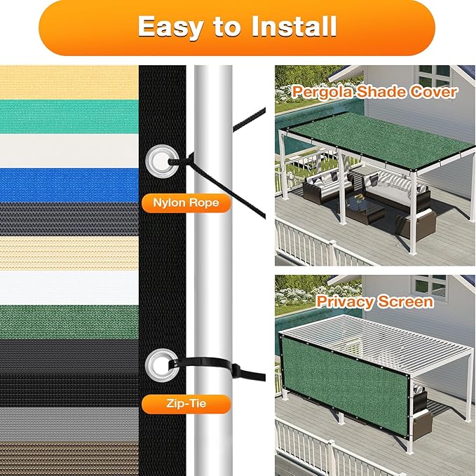 Artpuch Outdoor Pergola Shade Cover 7' X 20' Sun Shade Cloth with Grommets, 90% UV Protection Canopy Patio Privacy Screen (Customized Available) GN107, Green