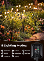 Brightown Solar Lights Outdoor,4Pack 32LED Solar Garden Lights Warm White | Swaying Firefly Waterproof, 8 Modes Solar String Light for Yard Patio Pathway Landscape Decoration Gifts