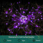 JJGoo Solar Firework Lights, 2 Pack 180 LEDs 2 Lighting Modes Solar Lights Outdoor Waterproof for Garden Patio Walkway Pathway Party Wedding Christmas Decorative - Purple