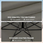 Outsunny 10 ft Offset Patio Umbrella with Cover, Round Hanging Cantilever Umbrella with 6-Position 360° Rotation, Crank Handle, Tilt, Cross Base, Heavy Duty Outdoor Umbrella for Garden