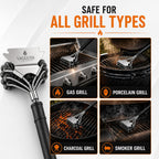 18 Inch Bristle Free Grill Brush, BBQ Cleaner with Spiral Spring Head, Steel Scraper
