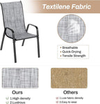 TLSUNNY Patio Chairs, Stackable Textilene Outdoor Dining Furniture for All Weather, with 17.7″ Wide Seat & Metal Frame, for Garden, Backyard, Deck, Restaurant, Poolside (8, Grey, 26.4″)