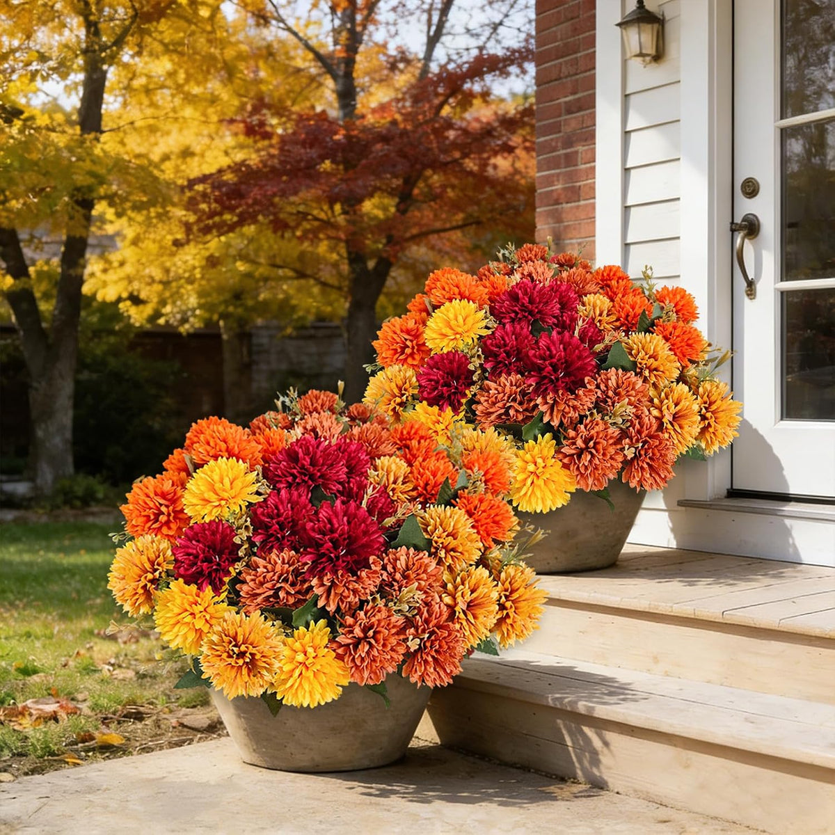 fake flowers artificial mums for outdoors,uv resistant faux showing dimensions