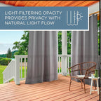 TOWN & COUNTRY BASICS Cabana Solid Heavyweight Indoor Outdoor Curtains, Light Filtering Opacity with Grommet Top, Water Repellent, 2-Pack Set, 54"x84", Cloud Grey