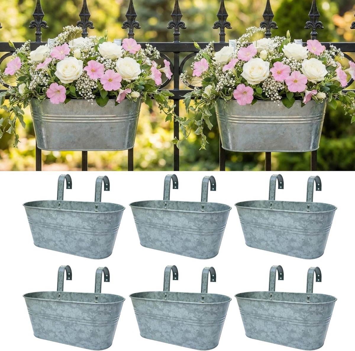 lalagreen rail planter (11.2 in, 6 pack) silver, main product view