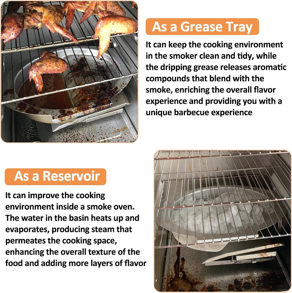 Small Water Bowl for Masterbuilt 30" Electric Smoker, Replace 9007170040 | for 30-inch Digital Electric Vertical Smoker, 14.5"x9.75" Water Bowl Parts, Regulates Temp & Retains Moisture