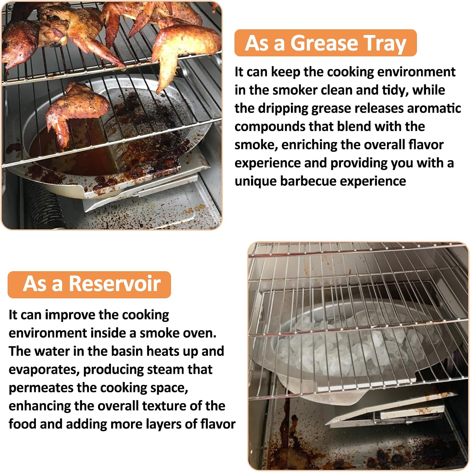 Small Water Bowl for Masterbuilt 30" Electric Smoker, Replace 9007170040 | for 30-inch Digital Electric Vertical Smoker, 14.5"x9.75" Water Bowl Parts, Regulates Temp & Retains Moisture