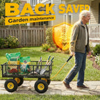 sekey steel mesh garden cart, 600 lb capacity showing dimensions