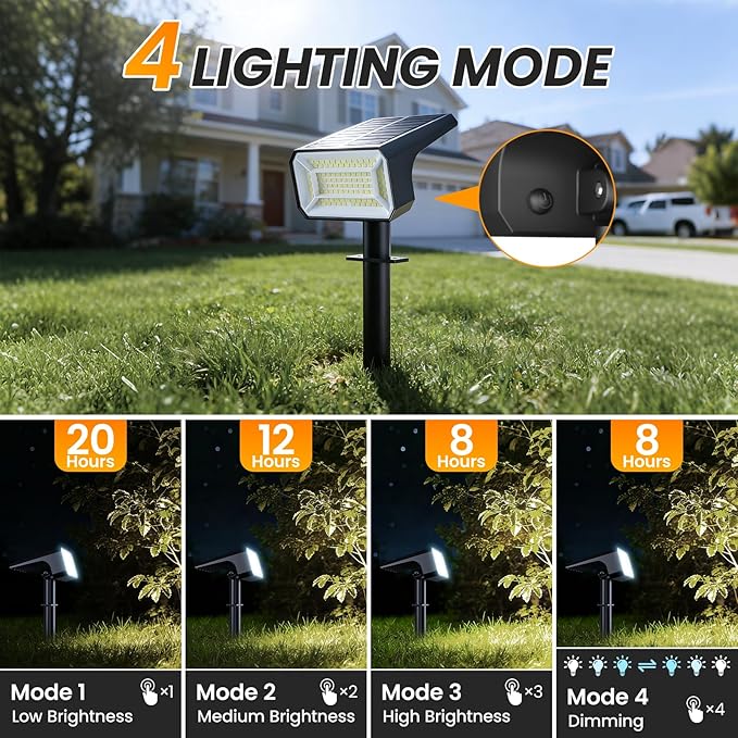 Fabrito Solar Spot Lights Outdoor 10 Pack, [108Leds, 4 Modes] Auto On/Off Spotlights, IP67 Waterproof Landscape Lights for Tree, Yard, Patio, Pool, Pathway, Driveway, Cool White