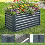 4x2x2ft Raised Garden Bed - Galvanized Deep Root Planter Boxes Outdoor with Wing Nuts and Safety Edges for Gardening Vegetables, Flowers, Herbs, Succulents - Gray