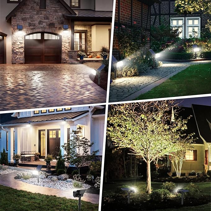 102 LED Solar Spot Lights Outdoor Waterproof IP65, Adjustable Landscape Spotlights, [8 Pack/4 Modes] Auto On/Off Solar Powered Flood Lights for Outside Yard Garden Wall Pathway (Cool White)