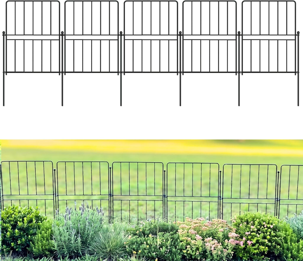 shoplala garden fence (20 panels) 12.5inx16.5in black metal, main product view